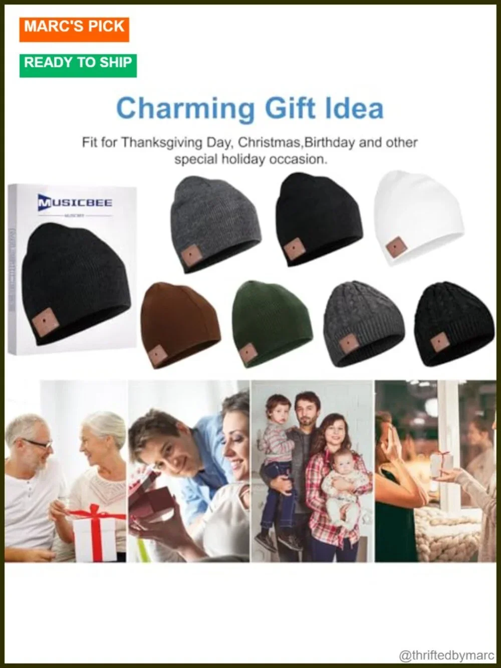 Bluetooth Beanie Cap Wireless Knit Winter Hat with Mic Stereo Speakers